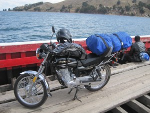 My moto taking a ride on a "ferry"